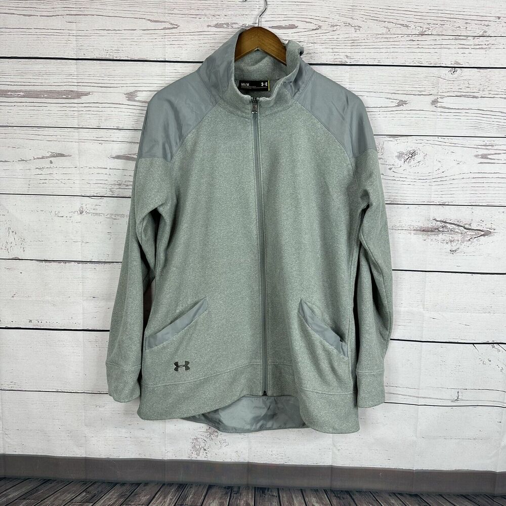 Under Armour Jacket Womens Medium Performance‎ Fleece Gray Loose Zip Cold Gear